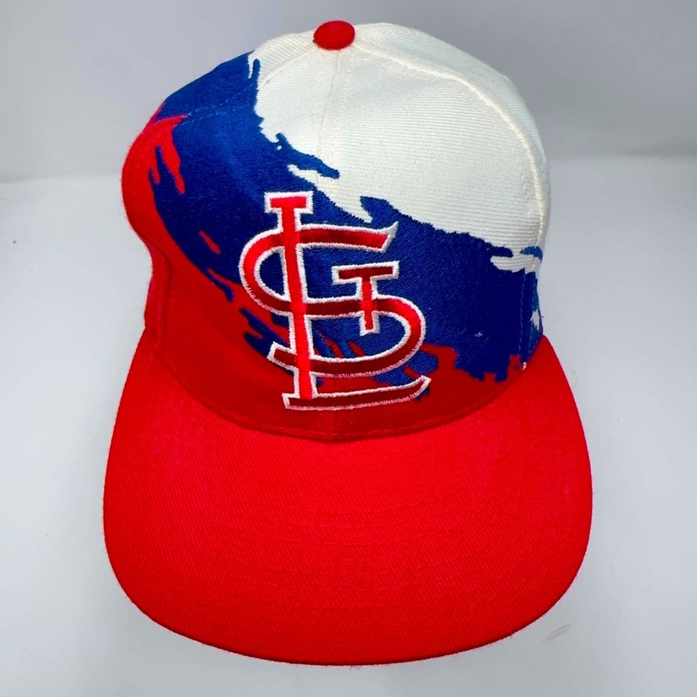 Vintage 90s Logo 7 St Louis Cardinals Splash Snapback Hat MLB Paint Splash OSFA